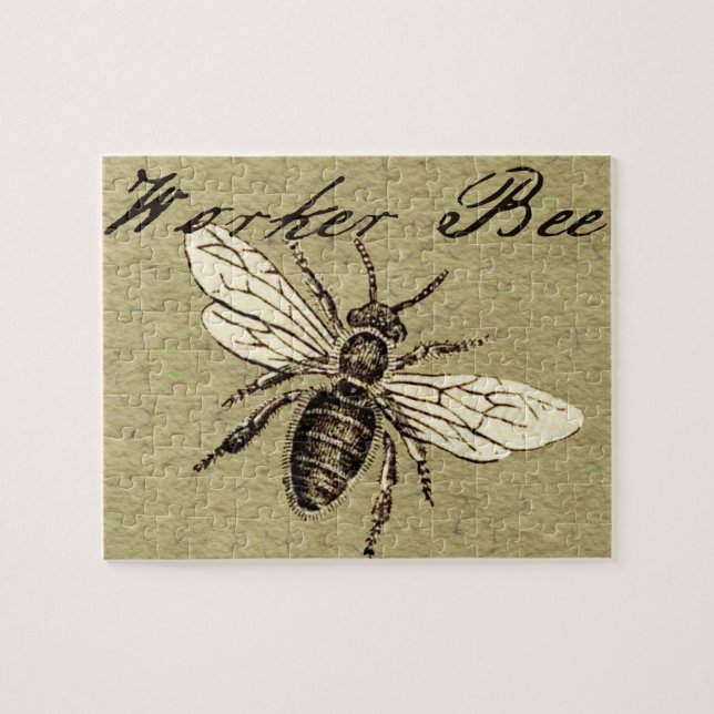 Vintage Worker Bee Insect Illustration Antique Jigsaw Puzzle (Horizontal)