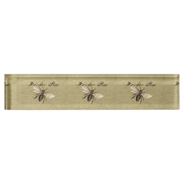 Vintage Worker Bee Insect Illustration Antique Nameplate (Front)