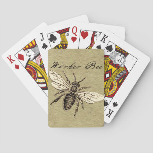 Vintage Worker Bee Insect Illustration Antique Playing Cards