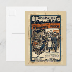 Vintage Workers' Week - National Savings Holiday Postcard