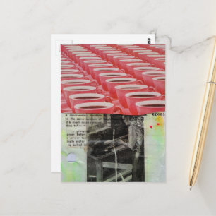 Vintage Working Man and Coffee collage Postcard