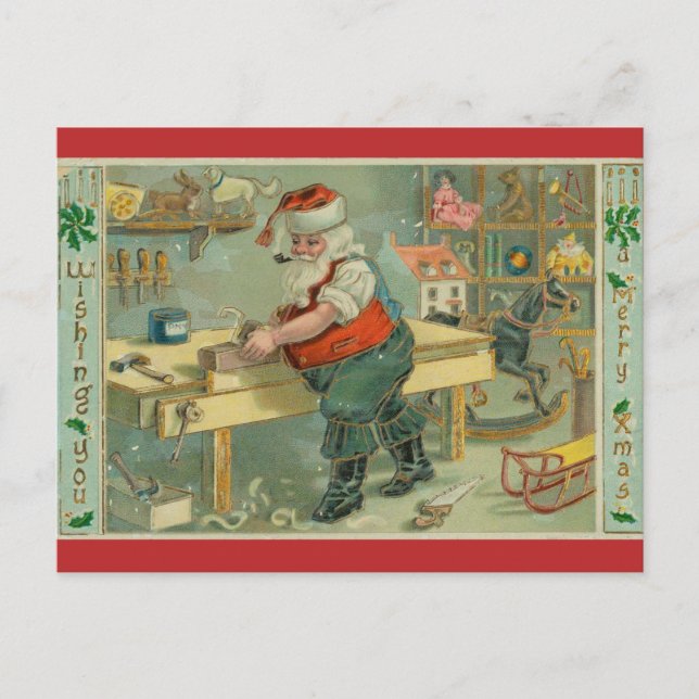 Vintage Workshop Santa Postcard (Front)