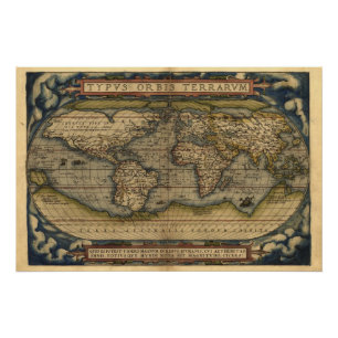 Vintage World Atlas Map Print