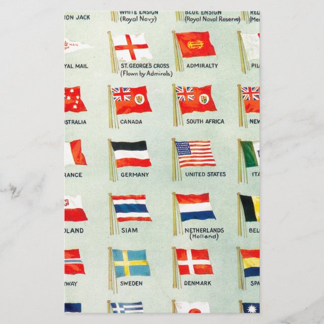 Vintage World Flags Stationery (Front)