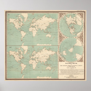 Vintage World Isotherm Map (1850) Poster