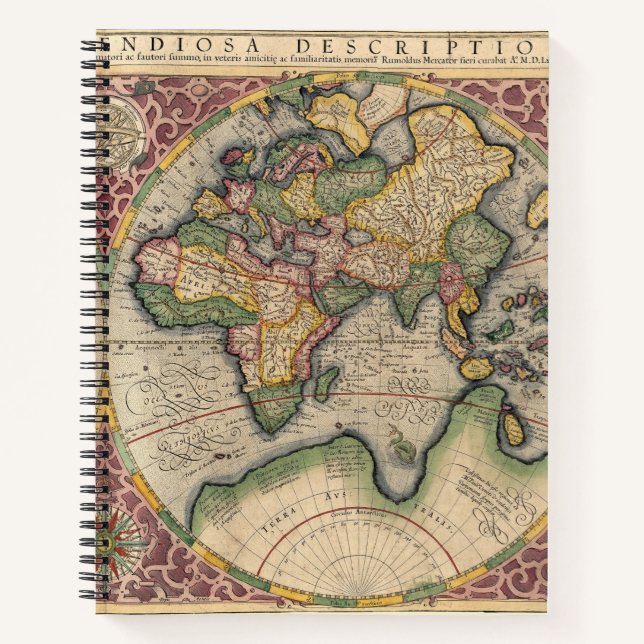 Vintage World Map 1609 Notebook (Front)