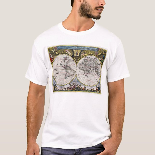 Vintage World Map (1664) T-Shirt (Front)
