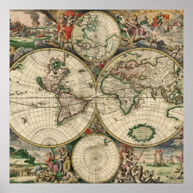 Vintage World Map 1689 Poster (Front)