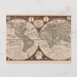 Vintage World Map (1766) Postcard