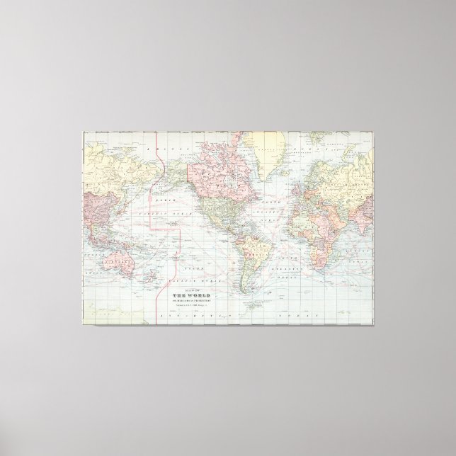Vintage World Map (1901) Canvas Print (Front)