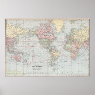 Vintage World Map (1901) Poster