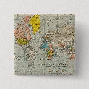 Vintage World Map 1910 15 Cm Square Badge