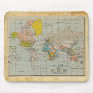 Vintage World Map 1910 Mouse Mat