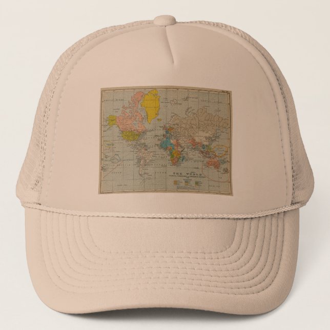 Vintage World Map 1910 Trucker Hat (Front)