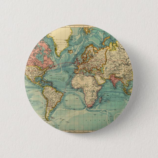 Vintage World Map 6 Cm Round Badge (Front)