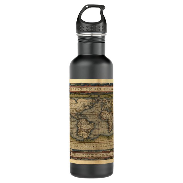 Vintage World Map 710 Ml Water Bottle (Front)