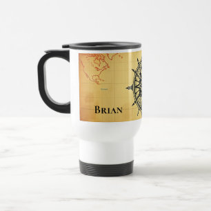 Vintage World Map And Compass Adventure Personaliz Travel Mug