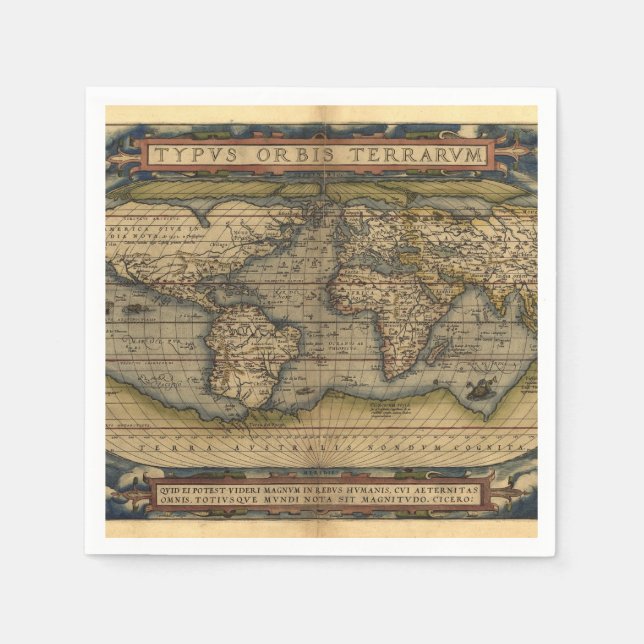 Vintage World Map Antique Atlas Napkin (Front)