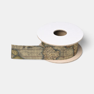 Vintage World Map Antique Atlas Satin Ribbon