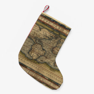 Vintage World Map Antique Atlas Small Christmas Stocking