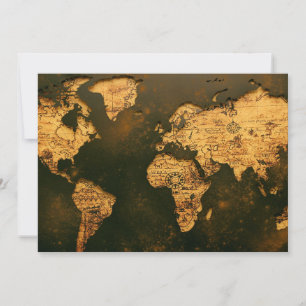 Vintage World Map Antique Cartography Art Holiday Card