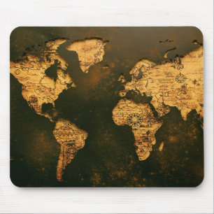 Vintage World Map Antique Cartography Art Mouse Mat