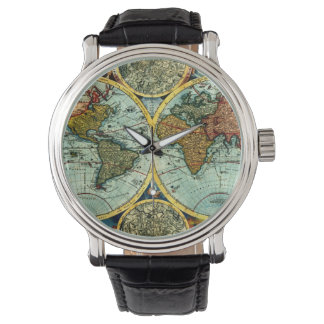 Vintage World Map Antique Vacation Travel Trip Art Watch