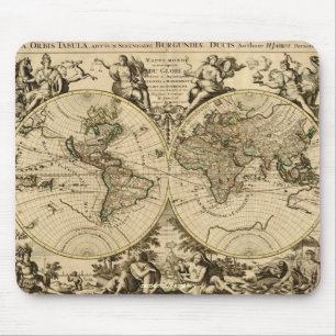 Vintage World Map Art Collection Mouse Mat