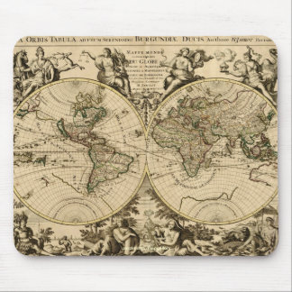 Vintage World Map Art Collection Mouse Mat