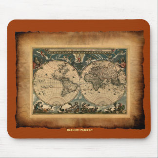 Vintage World Map Art Collection Mouse Mat