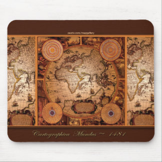 Vintage World Map Art Collection Mouse Mat