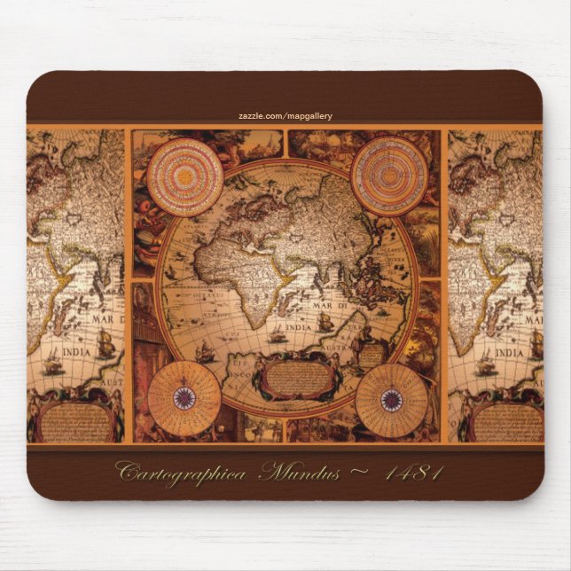 Vintage World Map Art Collection Mouse Mat (Front)