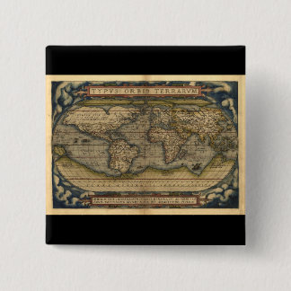 Vintage World Map Atlas Historical Design 15 Cm Square Badge