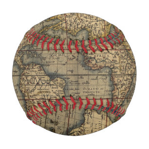 Vintage World Map Atlas Historical Design Baseball