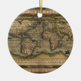 Vintage World Map Atlas Historical Design Ceramic Tree Decoration