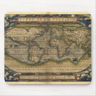 Vintage World Map Atlas Historical Design Mouse Mat