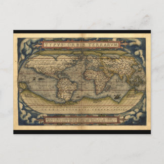 Vintage World Map Atlas Historical Design Postcard