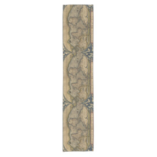 Vintage World Map Atlas Historical Design Short Table Runner