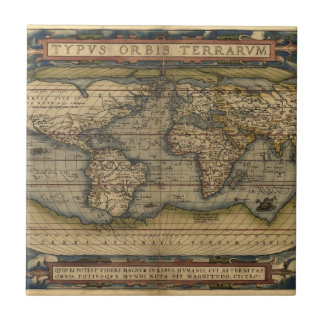 Vintage World Map Atlas Historical Design Tile