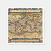 Vintage World Map by Abraham Ortelius 1564