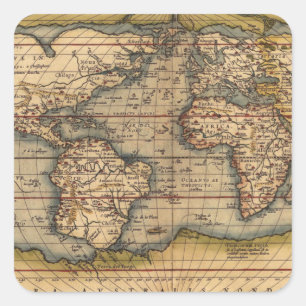 Vintage World Map by Abraham Ortelius 1564 Square Sticker