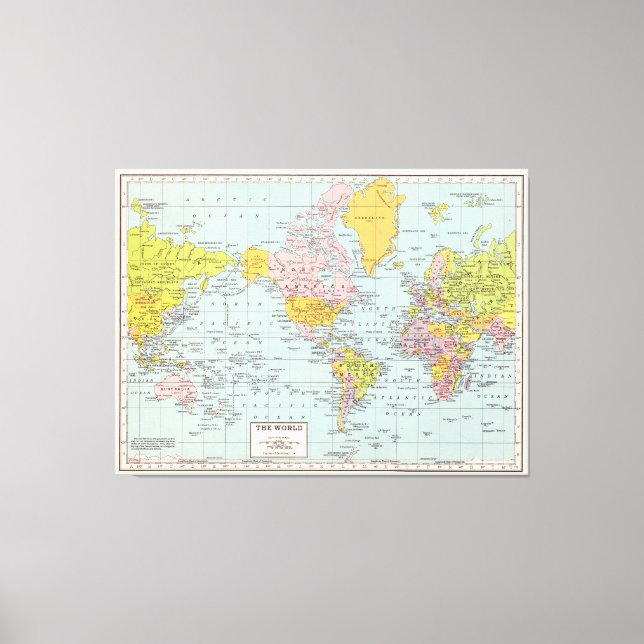 Vintage World Map Canvas Print (Front)