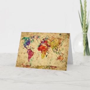 Vintage world map card