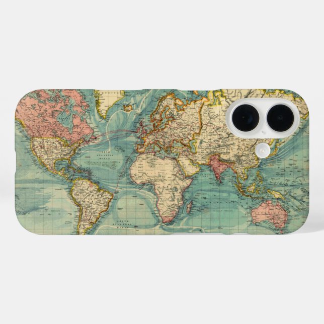 Vintage World Map Case-Mate iPhone Case (Back (Horizontal))