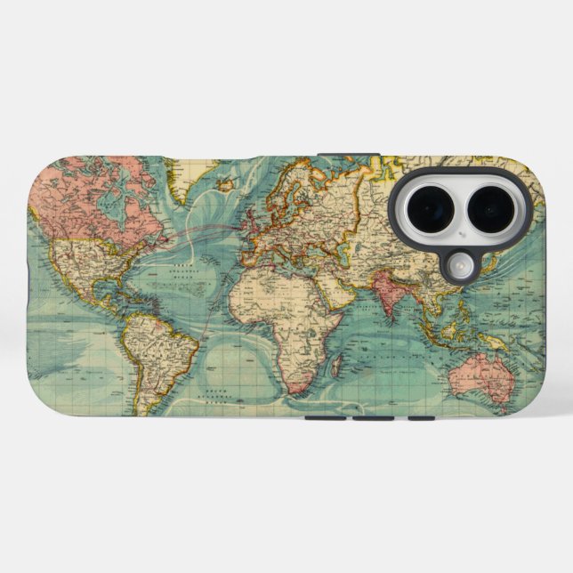 Vintage World Map Case-Mate iPhone Case (Back (Horizontal))
