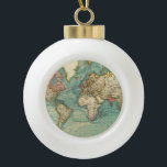 Vintage World Map Ceramic Ball Christmas Ornament<br><div class="desc">Vintage Maps - World Map from 20th Century</div>