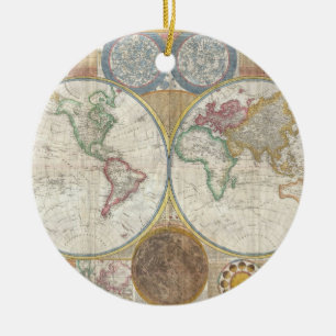 Vintage WORLD MAP Ceramic Tree Decoration