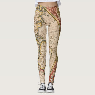 Vintage World Map Chic Leggings