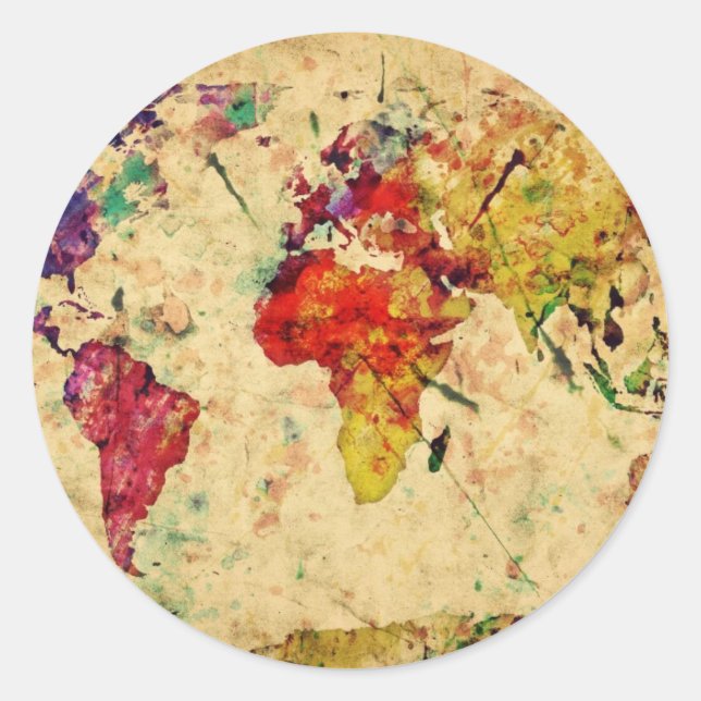 Vintage world map classic round sticker (Front)