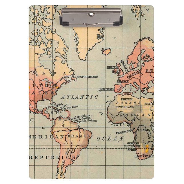 Vintage World Map Clipboard (Front)